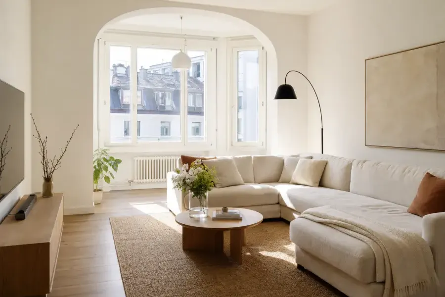 Leergeräumtes Wohnzimmer vor dem Anstrich