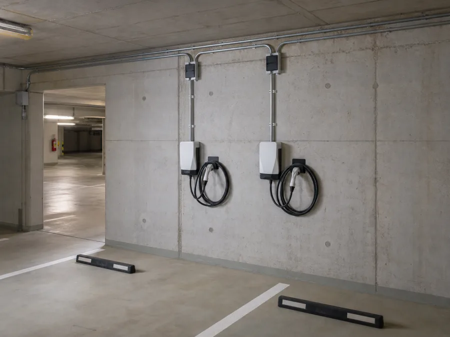 Zwei Wallboxen in einer Tiefgarage in Wittenbach