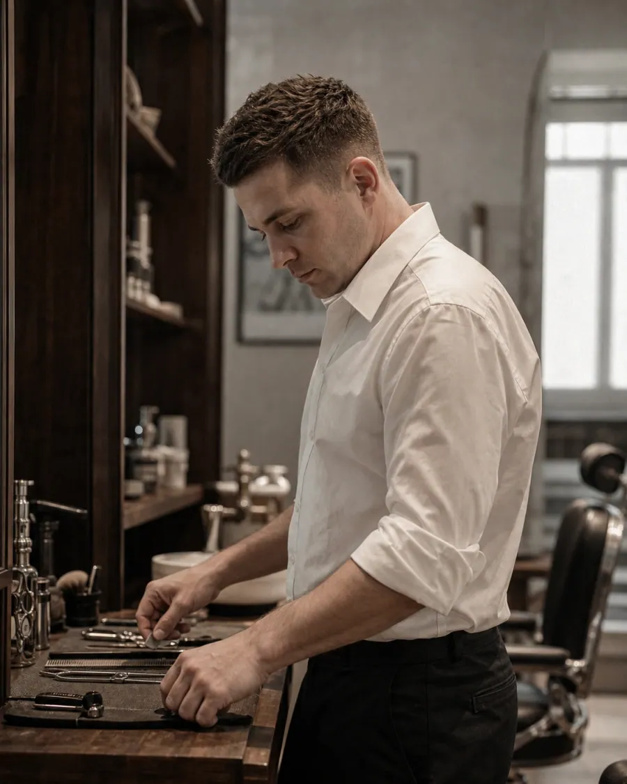 Porträt von Lukas Brunner im Profil an der Arbeitsstation