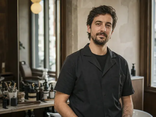Barber bereitet einen Fade vor